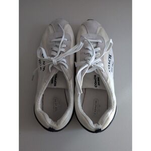 COACH Myla Sneakers Lace Up Womens Size 8.5 M Nylon & Suede White Gray Black